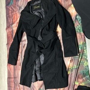 Guess Black Belted Trench Coat